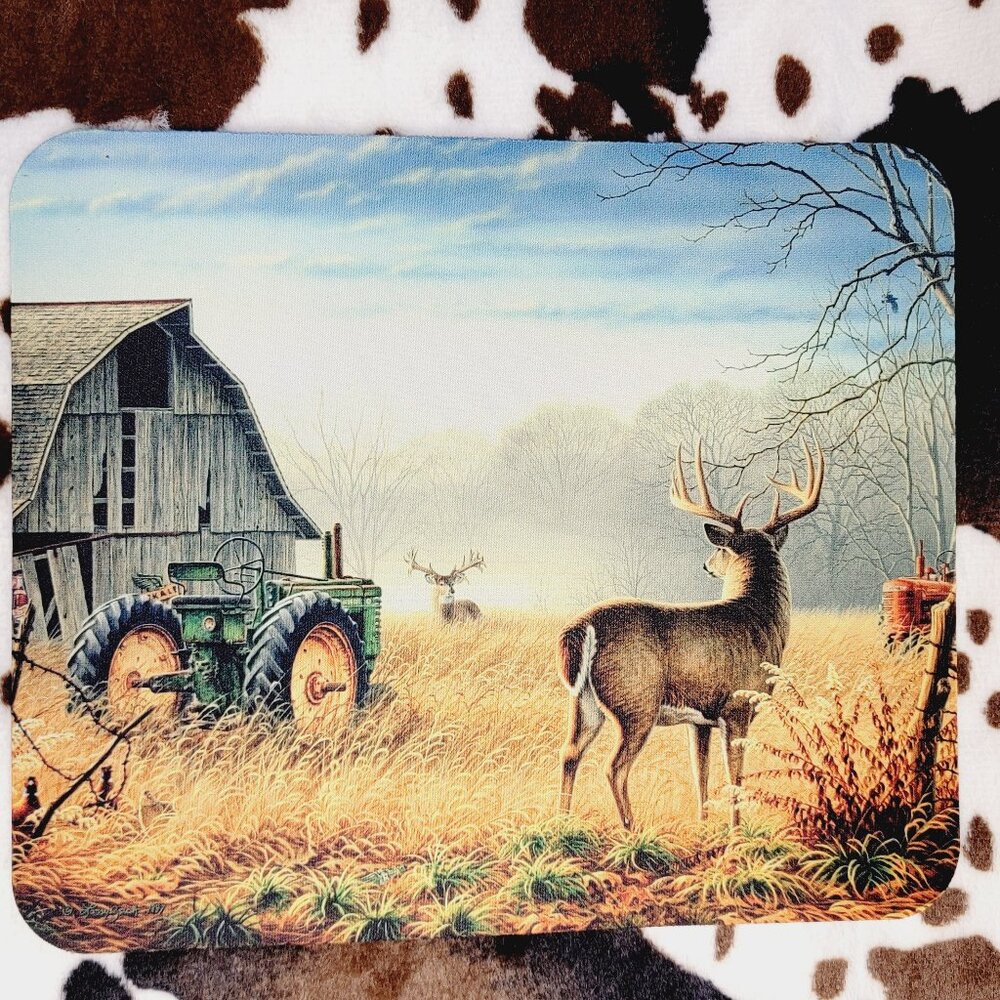 Deer On A Farm Western Computer Custom Mouse Pad